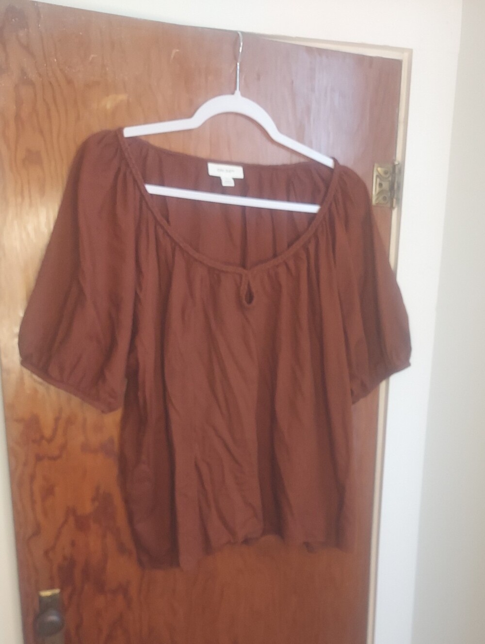 Brown Scoop-Neck Women's Top